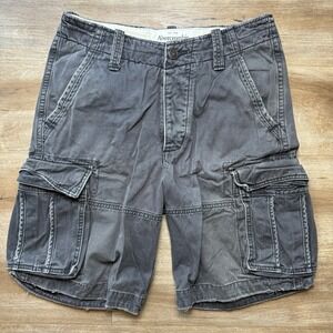 Abercrombie & Fitch Baggy Cargo Shorts Mens Size 31 Dark Gray Paratrooper‎ Y2K